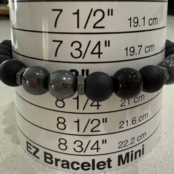 Men's Shungite and Hematite Stretch Bracelet - Picture 2 of 4